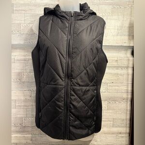 Fabletics Black Quilted Hooded Vest